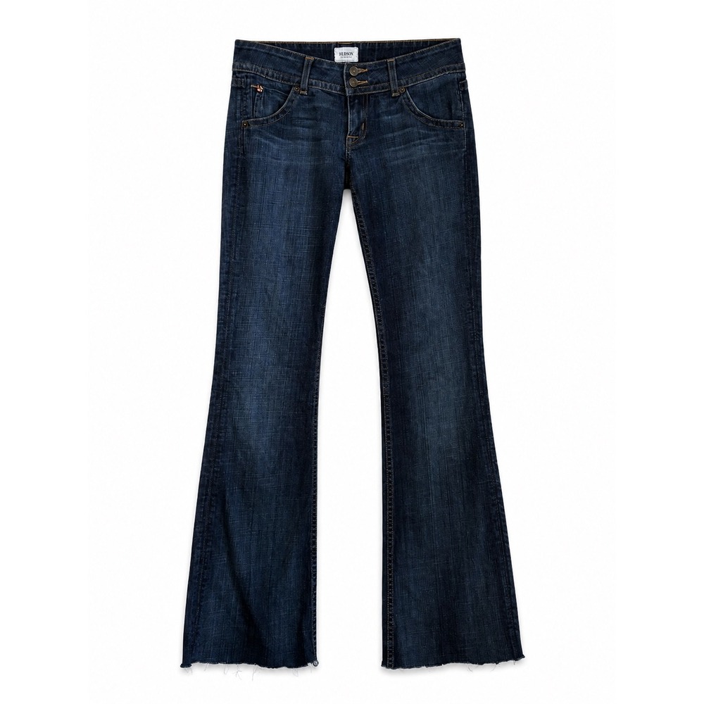 Hudson Signature Low Rise Bootcut Flare Flap Pocket Dark Wash Jeans Size 25 Y2K